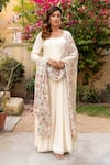 Buy_Suruchi Parakh_White Georgette Crepe Embroidery Cutdana U Neck Anarkali With Dupatta _at_Aza_Fashions