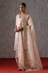Buy_Weaver Story_Pink Organza Embroidered Zardosi Dupatta _at_Aza_Fashions