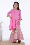 Buy_Kalp_Pink Cotton, Lurex Embroidery, Gota Patti Gulbahar Kurta Sharara Set_at_Aza_Fashions