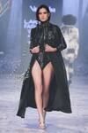 Buy_Nirmooha_Black Sequins Turtle Neck Embroidered Bodysuit _at_Aza_Fashions
