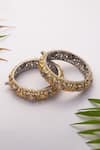 Buy_Zevar By Geeta_White Stones, Diamonds Kundan Polki Geometric Studded Bangle - Set Of 2 _at_Aza_Fashions