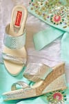 Shop_ESSEMM_Silver Snazzy Textured Wedges _at_Aza_Fashions