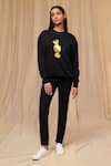 Buy_Masaba_Black Knit Printed Toffee Motif Round Sweatshirt _at_Aza_Fashions