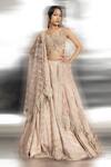 Buy_Abhishek Sharma_Pink Silk Organza Embellished Resham Broad Pearl Bridal Lehenga Set _at_Aza_Fashions