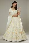 Buy_I Am Design_Ivory Raw , Organza French Vanilla Embroidered Bridal Lehenga Set _at_Aza_Fashions