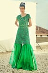 Buy_Surily G_Green Organza Embroidered Floral Cutwork Tunic  _at_Aza_Fashions