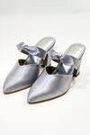 Buy The Alter Silver Metallic Satin Beverly Bow Block Heels at Aza Fashions Buy_The Alter_Silver Metallic Satin Beverly Bow Block Heels _at_Aza_Fashions