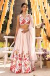 Buy_Chhavvi Aggarwal_Off White Modal, Satin, Organza Sequins, Beads, Floral Print Kalidar Lehenga Set _at_Aza_Fashions