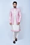 Buy_Khwaab by Sanjana Lakhani_Pink Kurta And Pant Art Silk Woven Floral Prince Coat & Set_at_Aza_Fashions