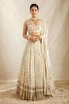 Buy_Astha Narang_White Nylon Embroidered Nakshi Scoop Neck Garden Bridal Lehenga Set  _at_Aza_Fashions