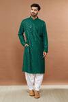 Buy_Aham-Vayam_Green Cotton Sequins Utsav Embroidered Kurta And Patiala Set _at_Aza_Fashions