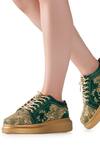 Shop_Anaar_Green Armani Satin Jungle And Jazz Embroidered Sneakers