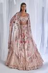 Buy Dolly J Ivory Lace, Organza Sequins, Crystals Cedar Wood Embellished Lehenga And Cape Set at Aza Fashions Buy_Dolly J_Ivory Lace, Organza Sequins, Crystals Cedar Wood Embellished Lehenga And Cape Set _at_Aza_Fashions