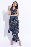 Buy Aroop Shop India Blue Cotton, Silk Collared Meg Lupine Print Pant Set at Aza Fashions Buy_Aroop Shop India_Blue Cotton, Silk Collared Meg Lupine Print Pant Set _at_Aza_Fashions