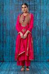 Label Niti Bothra_Pink Silk Marodi, Tikki, Zardozi Round Cutwork Sleeve Kurta And Palazzo Set _Online_at_Aza_Fashions