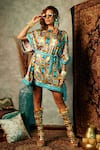 Buy_Esha L Amin_Multi Color Modal Satin Printed Geometric Straight Short Kaftan _at_Aza_Fashions