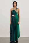 Buy_AKHL_Green (66% Viscose 34% Modal)+ Silk (100% Polyester)+ Gown _at_Aza_Fashions