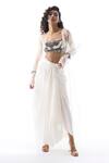 Buy_Aroka_White Pure Silk Organza Plain Open Neck Halo Overlay Shrug _at_Aza_Fashions