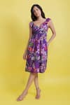 Buy Aroop Shop India Purple Velour Embroidery Sweetheart Neck Lola Printed Dress at Aza Fashions Buy_Aroop Shop India_Purple Velour Embroidery Sweetheart Neck Lola Printed Dress _at_Aza_Fashions