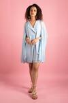 Buy_Style Junkiie_Blue Crepe Collared Breezy Kaftan Romper _at_Aza_Fashions