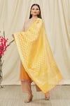 Buy_Khwaab by Sanjana Lakhani_Yellow Banarasi Art Silk Ogee Pattern Dupatta _at_Aza_Fashions