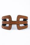 Buy_Trov_Brown Hex Studded Belt _at_Aza_Fashions