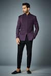 Buy_Gargee Designers_Purple Bandhgala Wool And Pant  Pintuck Detail Set _at_Aza_Fashions