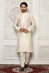 Buy_Arihant Rai Sinha_Off White Dupion Silk Plain Churidar _at_Aza_Fashions