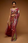 Buy_Neeta Lulla_Pink Georgette Feather, Stone And Sequin Leaf Anara Embroidered Saree With Blouse_at_Aza_Fashions