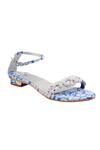 Buy_PREET KAUR_Blue Printed Floral Sandals _at_Aza_Fashions