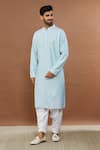 Buy_Aham-Vayam_Blue Cotton Sequins Utsav Embroidered Kurta And Patiala Set _at_Aza_Fashions