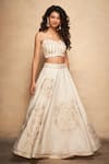 Buy_Gulabo by Abu Sandeep_Off White 100% Pure Chanderi Silk Embellished Gota Work Rose Skirt _at_Aza_Fashions