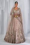 Buy Dolly J Peach Silk, Net Embroidery, Beads V-neck Magnolia Raw Bridal Lehenga Set at Aza Fashions Buy_Dolly J_Peach Silk, Net Embroidery, Beads V-neck Magnolia Raw Bridal Lehenga Set _at_Aza_Fashions