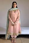 Buy_Shorshe Clothing_Pink Kurta Handwoven Chanderi Silk Hand Embroidered And Anu Anarkali & Pant Set _at_Aza_Fashions