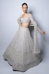 Buy_Disha Patil_Silver Lehenga And Blouse Raw Silk Hand Embroidery Pearl & Set  _at_Aza_Fashions