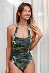 Goya Swim Co_Green Repreve (recycled Polyster) Printed Botanical Halter Monokini _at_Aza_Fashions