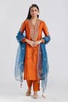 Buy_Megha Bansal_Orange Raw And Organza Embroidery Gerua Rabiya Kurta Set  _at_Aza_Fashions