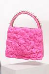 Shop_Doux Amour_Pink Embellished 3d Floral Bag _at_Aza_Fashions