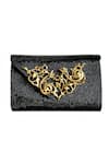 Buy_Kokommo_Black Embellished Beaded Baroque Clutch _at_Aza_Fashions