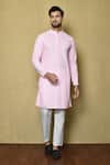 Buy_Aryavir Malhotra_Pink Cotton Chikankari Embroidered Thread Full Sleeve Kurta And Pant Set _at_Aza_Fashions