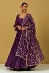 Buy_Ikshita Choudhary_Purple Chanderi Embroidery V-neck Anarkali With Dupatta _at_Aza_Fashions