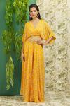 Buy_Alaya Advani_Yellow Georgette Abstract, Sequin V Neck Print Top And Palazzo Set_at_Aza_Fashions