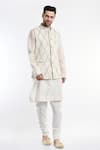 Buy_Samant Chauhan_Ivory Vegan Leather Printed Geometric Bundi And Kurta Set _at_Aza_Fashions