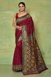 Buy_Naintara Bajaj_Pink Floral Jaal Print Pallu Saree_at_Aza_Fashions
