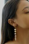 Shop_Do Taara_White Beads Shell Pearl Dangler Earrings _at_Aza_Fashions