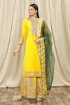 Buy_Samyukta Singhania_Yellow Kurta And Palazzo Georgette Embroidered Gotapatti Gota Embellished Set _at_Aza_Fashions