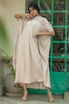 Buy PIRI INDIA Beige Organza, Silk Embroidery High Neck Hand And Smocked Tunic at Aza Fashions Buy_PIRI INDIA_Beige Organza, Silk Embroidery High Neck Hand And Smocked Tunic _at_Aza_Fashions