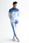 Buy_Kaha_Blue 100% Cotton Slub Plain Araceli Ombre Effect Shirt With Trouser _at_Aza_Fashions
