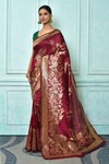 Buy_Nazaakat by Samara Singh_Magenta Cotton Silk Woven Birds Pattern Saree With Running Blouse_at_Aza_Fashions