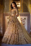 Buy_Seema Gujral_Gold Net Metallic Floral Embroidered Lehenga Set_at_Aza_Fashions